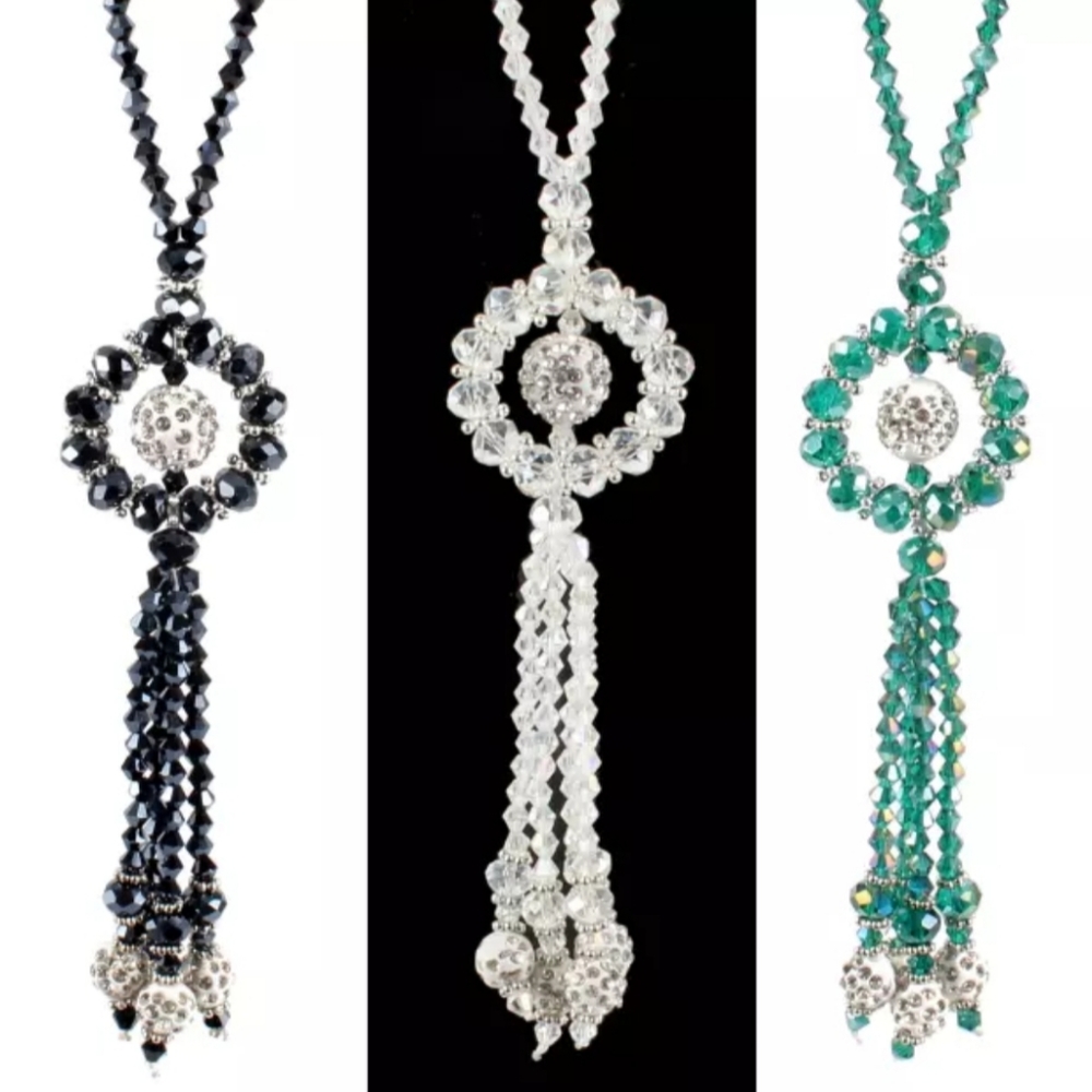 Crystal beaded necklaces 3 color selections